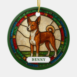 Cerámica Adorno de círculo cerámico de perro Basenji