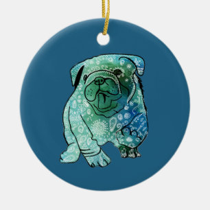 Cerámica Adorno de círculo de Mandala de Bulldog francés