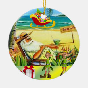 Cerámica Adorno de Círculo de Navidad, Santa de Playa de Ve