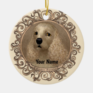 Cerámica Adorno de cocker spaniel ornamentado