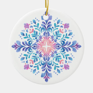 Cerámica Adorno de copo de nieve Aurora Frost | Rosa y azul