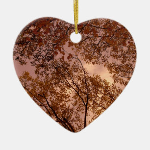 Cerámica Adorno de corazón 'Abstracto de otoño borgoña'