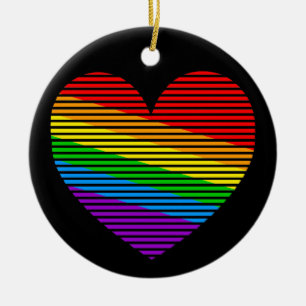 Cerámica Adorno de corazón con rayas de arcoíris de los 80s