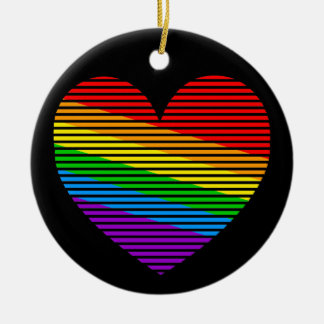 Cerámica Adorno de corazón con rayas de arcoíris de los 80s