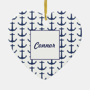 Cerámica Adorno de corazón con tema náutico personalizado