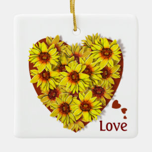 Cerámica Adorno de Corazón de Girasol