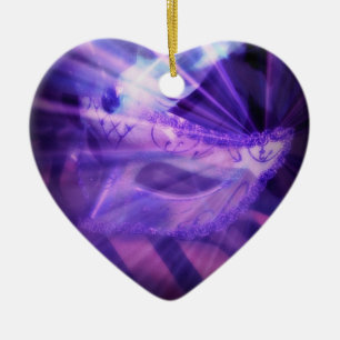 Cerámica Adorno de corazón de máscara morada