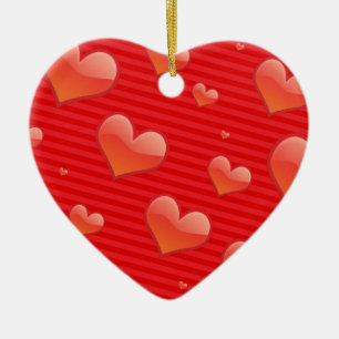 Cerámica Adorno de Corazones Rojos