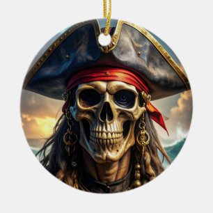 Cerámica Adorno de cráneo de pirata malvado