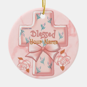 Cerámica Adorno de Cruz Cristiana Bendita Rosa