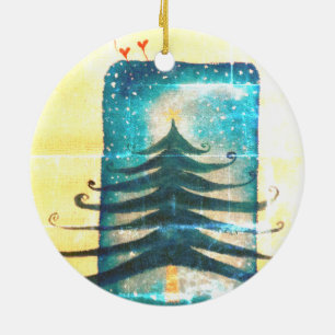 Cerámica Adorno de dibujo de árbol de vacaciones de estilo 
