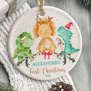 Cerámica Adorno de dinosaurio para el primer Navidad del be