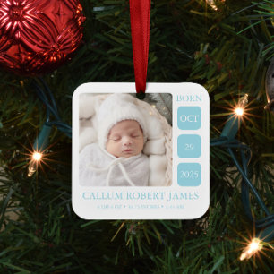 Cerámica Adorno de estadísticas de nacimiento de Baby Blue 
