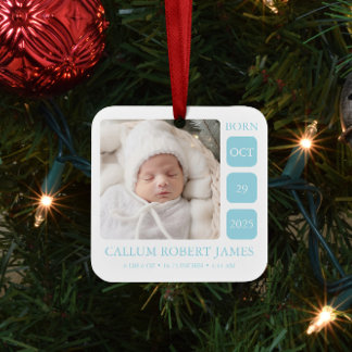 Cerámica Adorno de estadísticas de nacimiento de Baby Blue 