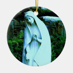 Cerámica Adorno de estatua de la Virgen María azul