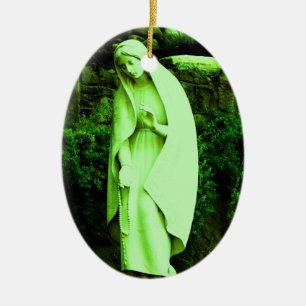 Cerámica Adorno de estatua de la Virgen María verde