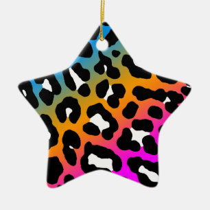 Cerámica Adorno de estrella con estampado de leopardo retro