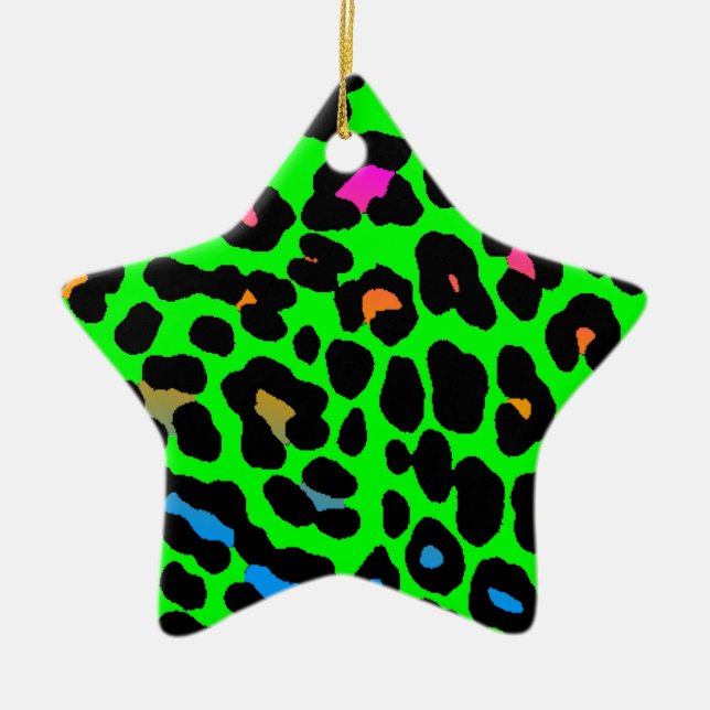 Cerámica Adorno de estrella con estampado de leopardo retro (Frente)