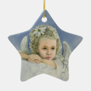 Cerámica Adorno de estrella de ángel de Navidad
