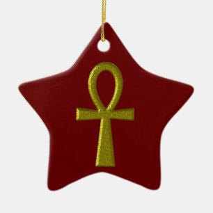 Cerámica Adorno de Estrella de Ankh de Oro Elegante