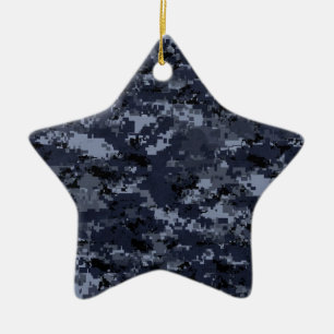 Cerámica Adorno de estrella de camuflaje digital azul milit