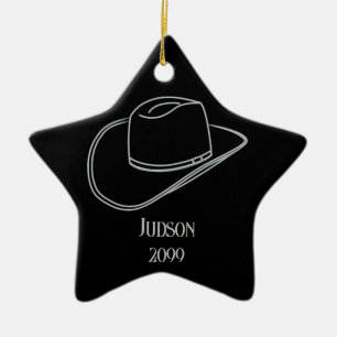 Cerámica Adorno de estrella de sombrero de Navidad vaquero