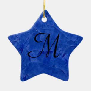 Cerámica Adorno de estrella monograma de piedra falsa azul 