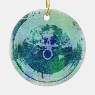 Cerámica Adorno de Estrella y Anillo Grunge Abstracto