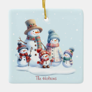 Cerámica Adorno de familia de muñeco de nieve personalizado