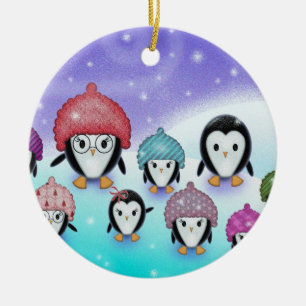 Cerámica Adorno de Familia de Pingüino Lindo