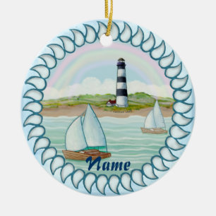 Cerámica Adorno de faro de veleros con nombre personalizado