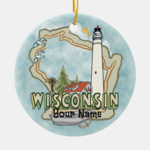 Cerámica Adorno de Faro de Wisconsin
