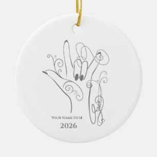 Cerámica Adorno de forma de mano ASL ILY - Personalizable