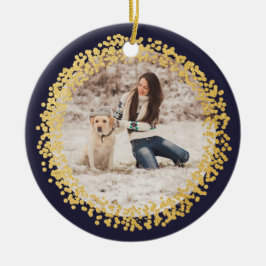 Cerámica Adorno de foto circular con confeti dorado de lámi