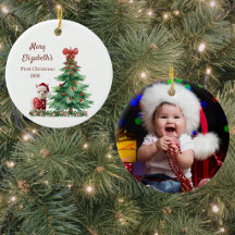 Adorno de foto de la primera Navidad del bebé