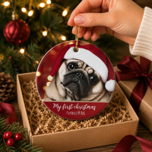 Cerámica Adorno de foto de la primera Navidad del perro