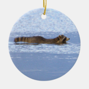 Cerámica Adorno de foto de mapache nadando