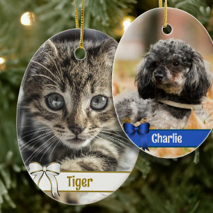 Cerámica Adorno de foto de mascotas de Navidad doble cara