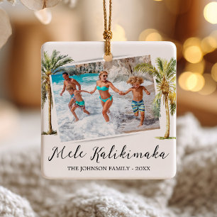Cerámica Adorno de Foto de Mele Kalikimaka Tropical