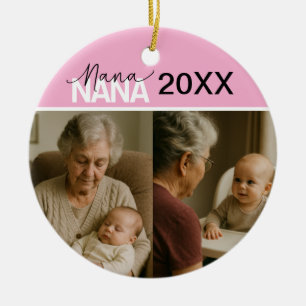 Cerámica Adorno de foto de Nana personalizado con 2 fotos y