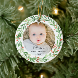Cerámica Adorno de foto de Navidad del bebé 1er