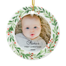 Adorno de foto de Navidad del bebé 1er