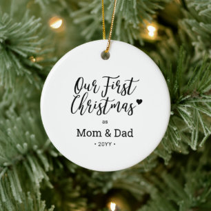 Cerámica Adorno de foto de Navidad para mamá y papá en blan