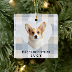 Cerámica Adorno de foto de perro en forma de corazón Feliz