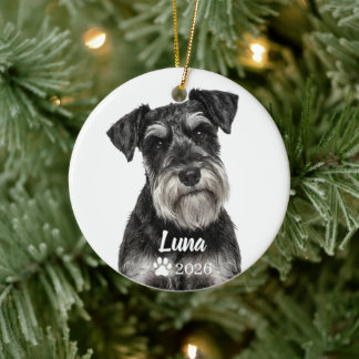 Cerámica Adorno de foto de perro Schnauzer negro personaliz