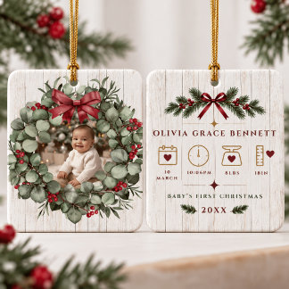 Cerámica Adorno de foto del primer Navidad personalizado pa