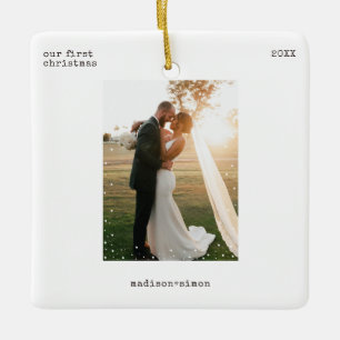 Cerámica Adorno de Foto Mínimo Feliz y Casado Foto