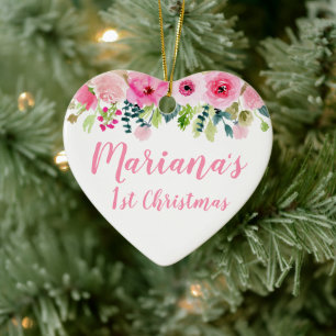 Cerámica Adorno de Foto Navidad del 1er Cumpleaños de Bebé