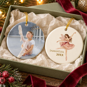 Cerámica Adorno de Foto Personalizada de Bailarina Rosa Ele