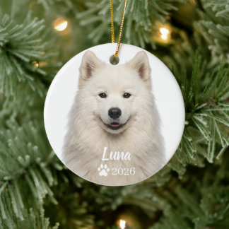 Cerámica Adorno de foto personalizado de perro Samoyed en n